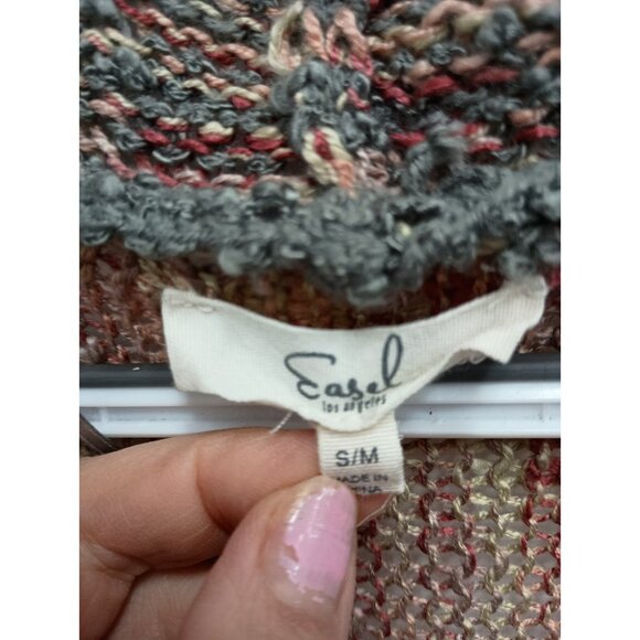 Easel Womens BOHO Duster Cardigan S/M Orange Gray Flare Sleeve Hippie - Picture 6 of 8